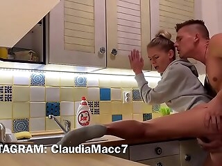 fucking up the kitchen and creampie